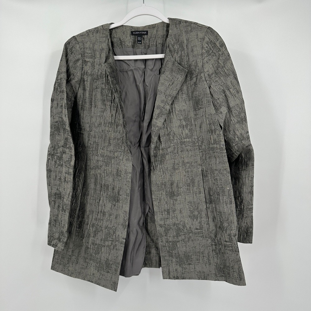 Eileen Fisher Womens Minimalist Cotton Silk Jacket Size XS Oversized Capsule